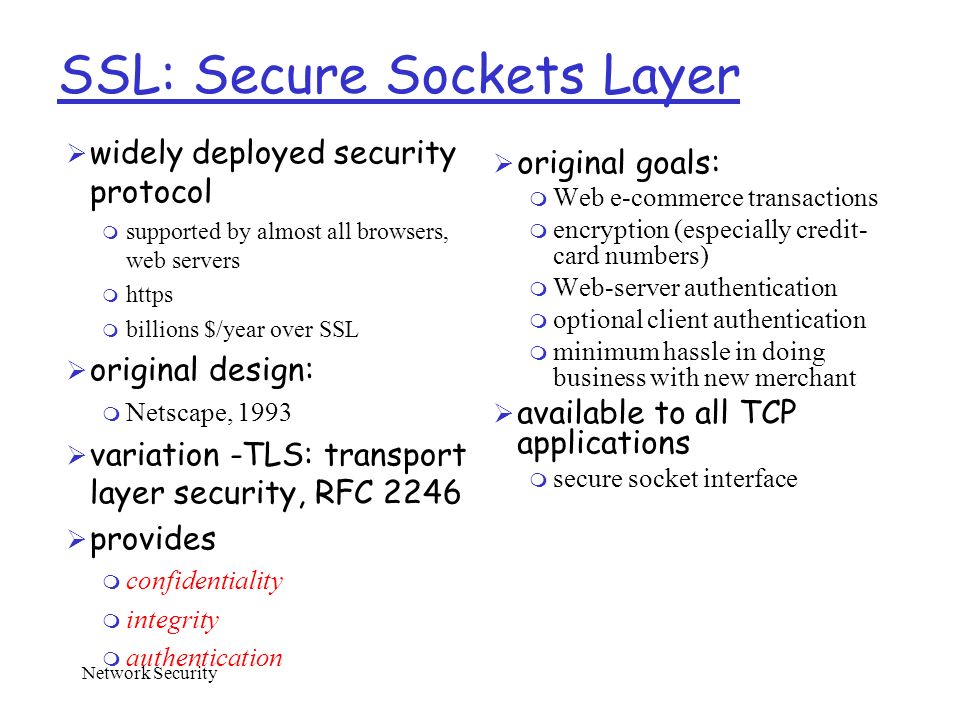 Cryptography and secure sockets layer